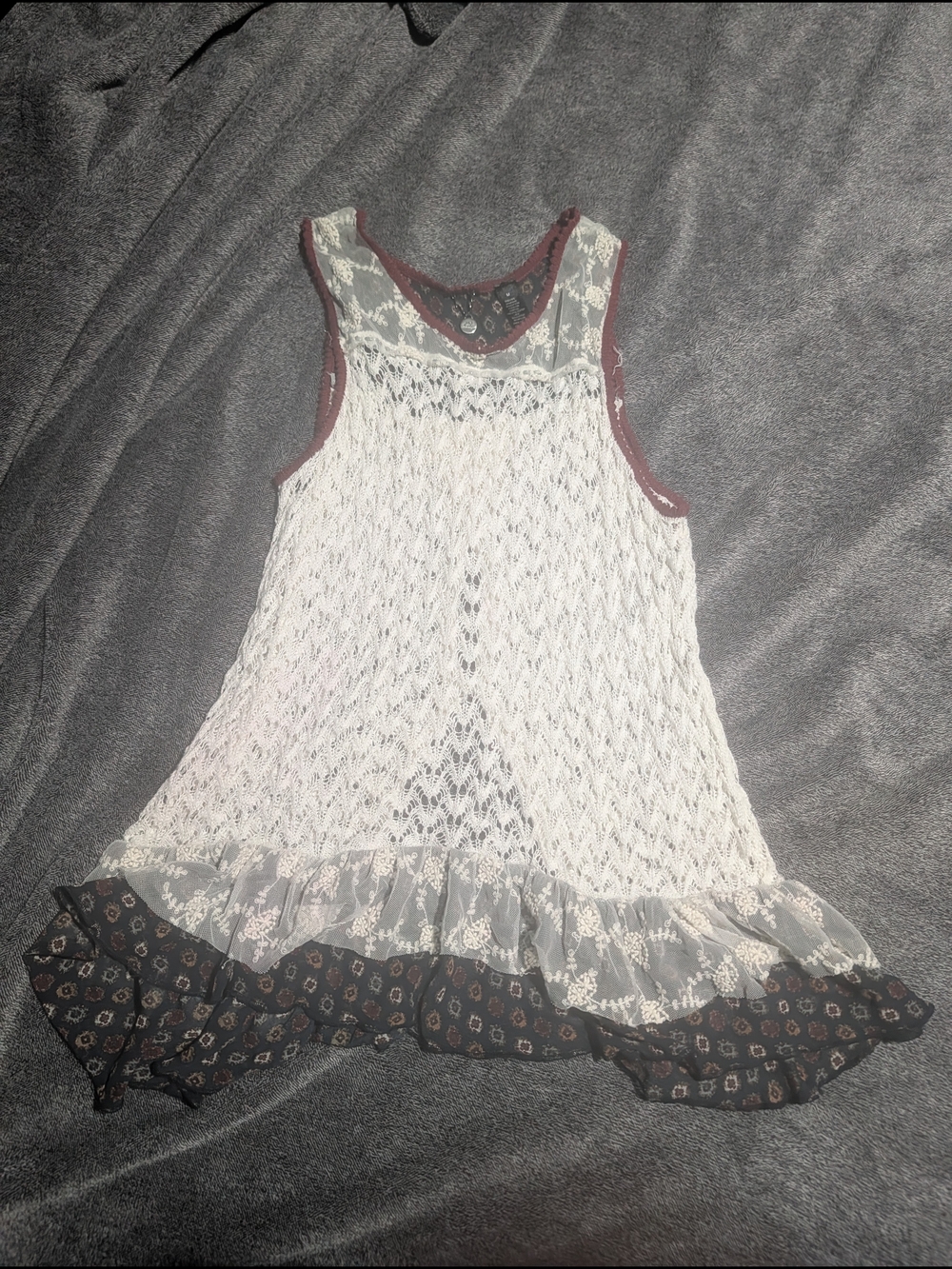 BKE Floral Patterned Tank with Maroon Trim
